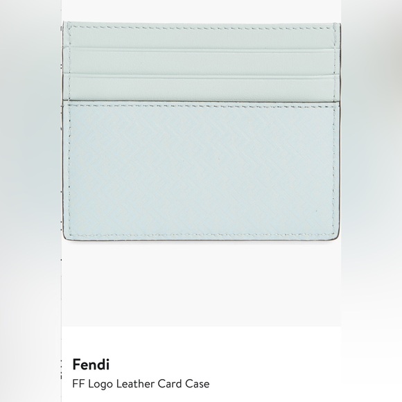 NWT FENDI Micro FF Logo Leather Card Case- color Mint - Picture 1 of 6